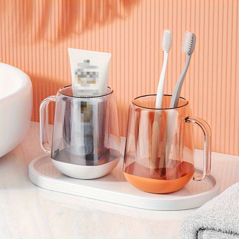 Mouth Wash Cup, Simple Transparent Brushing Mug, Anti Dirty Tooth Cup, Plastic Gargle Cup With Handle, Minimalist Bathroom Tumbler, Bathroom Accessories Mouth Wash Cup, Simple Transparent Brushing Mug, Anti Dirty Tooth Cup, Plastic Gargle Cup With Handle, Minimalist Bathroom Tumbler, Bathroom Accessories